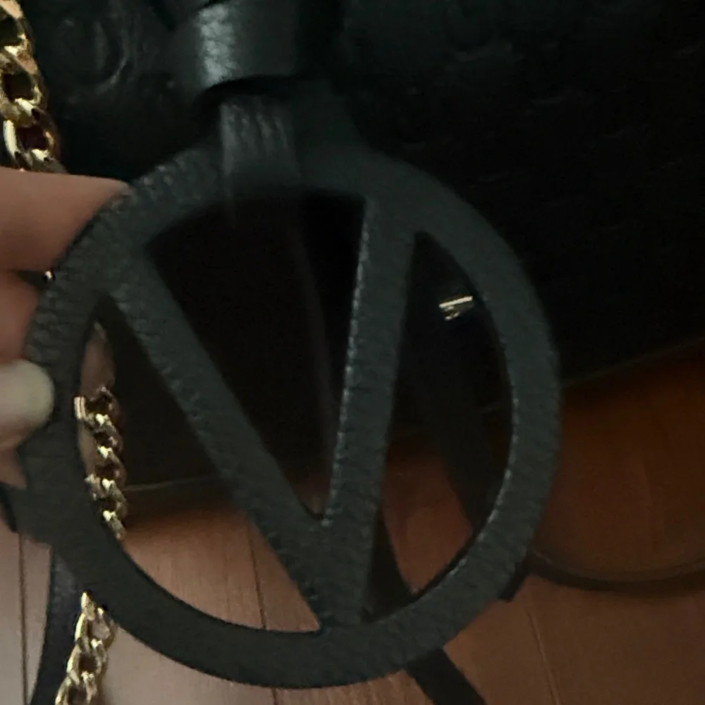 Valentino By Mario Valentino Black Tote with Gold Chain - Picture 2 of 7